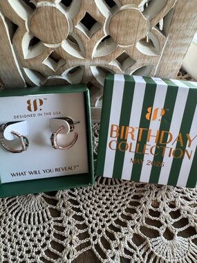 Bomb Party Birthday Collection May 2026 Hoop Earrings - Green & Rose Gold